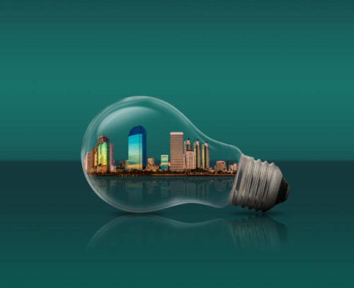 city in the lamp ,conservation environment concept